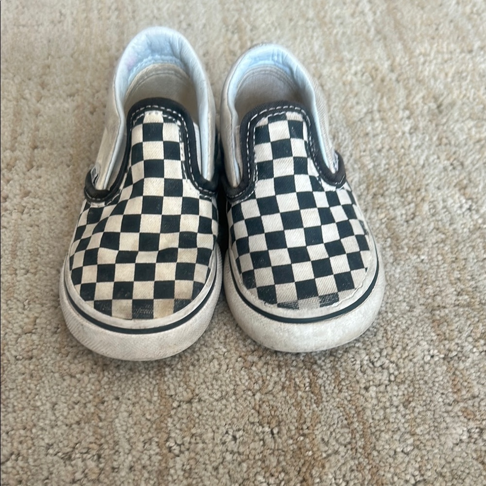 Vans Kids Checkered Slip-On Sneakers - Black and White